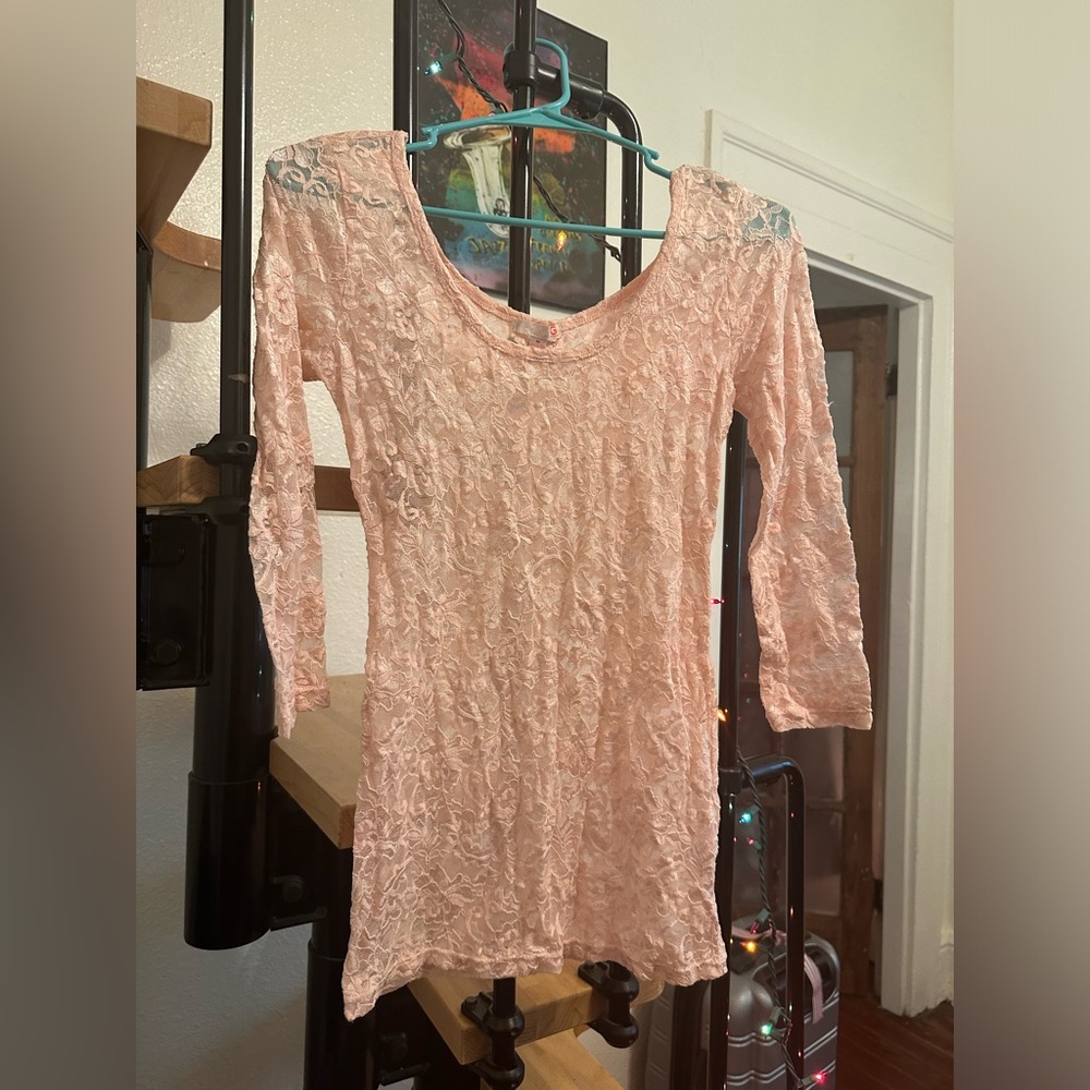 Guess Blush Pink Lace Top